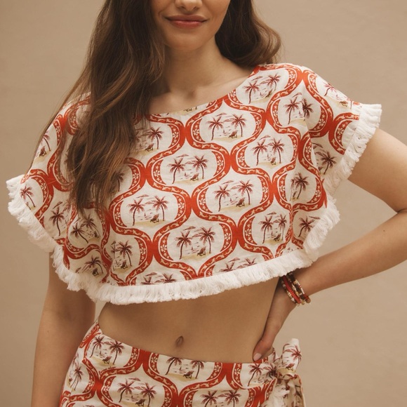 FARM Rio Summer Beach Linen Blouse - Picture 5 of 16